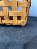 Handwoven Reed Basket Signed SMB 1987 with Decorative Bow Handle