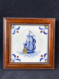 Framed Dutch Delft Style Framed Ceramic Tile