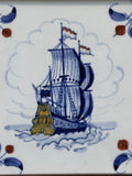 Framed Dutch Delft Style Framed Ceramic Tile