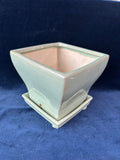 Napco Imports Reactive Glazed Ceramic Indoor Planter Pot with Footed Saucer