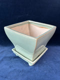 Napco Imports Reactive Glazed Ceramic Indoor Planter Pot with Footed Saucer