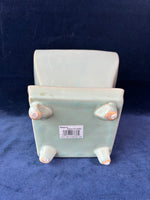 Napco Imports Reactive Glazed Ceramic Indoor Planter Pot with Footed Saucer