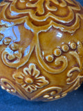 Pair Of Brown Ceramic Decorative Accent Balls