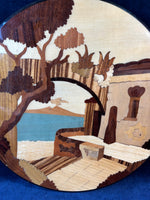 Inlaid Wood Art Seaside Town Sorrento Italy Plaque