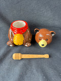 World Market Bear Honey Jar W/Wooden Dipper