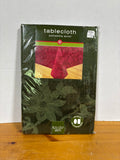 Green Poinsettia Scroll Tablecloth, Appears Unused