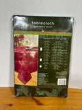 Green Poinsettia Scroll Tablecloth, Appears Unused