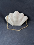 Talbots Woven Seashell Shoulder Bag - White with Gold Chain *Read Description*