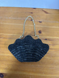 Talbots Woven Seashell Shoulder Bag - Black with Gold Chain