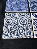 Set Of 4 Blue And White Tile Coasters