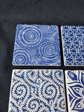 Set Of 4 Blue And White Tile Coasters