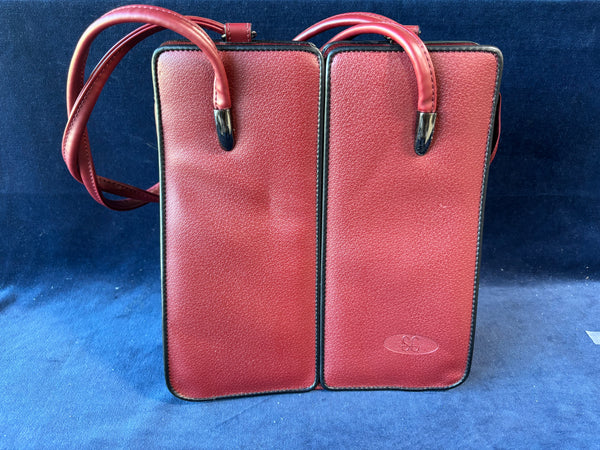 Red Leather Double Compartment Bag