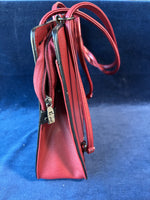 Red Leather Double Compartment Bag