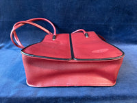 Red Leather Double Compartment Bag