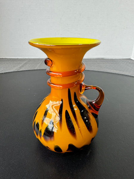 Vintage Art Glass Hand Blown Cheetah Print Vase