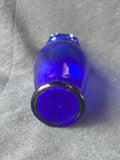 Cobalt Blue Ruffled Rim Glass Flower Bud Vase