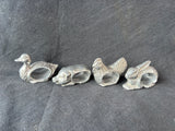 Set Of 4 Silver Toned Metal Farm Animal Napkin Rings (2 Sets Available, Priced Individually)