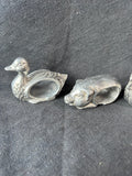 Set Of 4 Silver Toned Metal Farm Animal Napkin Rings (2 Sets Available, Priced Individually)