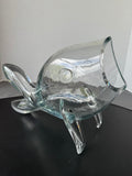 Blenko Clear Art Glass Open Mouth Fish Vase