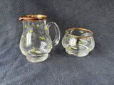 Waterford Barware Glass Creamer/Sugar 2 Piece Set Shamrocks Gold Trim