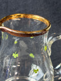 Waterford Barware Glass Creamer/Sugar 2 Piece Set Shamrocks Gold Trim