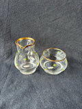 Waterford Barware Glass Creamer/Sugar 2 Piece Set Shamrocks Gold Trim