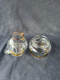 Waterford Barware Glass Creamer/Sugar 2 Piece Set Shamrocks Gold Trim
