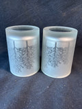 Two's Company Frosted Candleholders w/ Etched Silhouettes