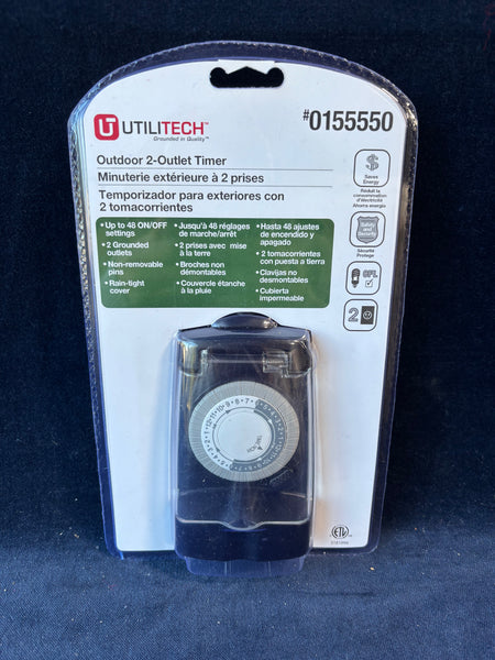 Utilitech Outdoor 2-Outlet Timer, Unopened
