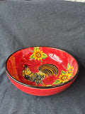 Red Rooster Red Sunflower Serving Bowl