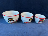 Set Of 3 Fitz And Floyd Snowmen Nesting Bowls