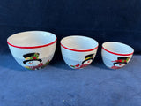 Set Of 3 Fitz And Floyd Snowmen Nesting Bowls