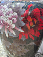 Pair of Large Cloisonné Vases with Wooden Bases