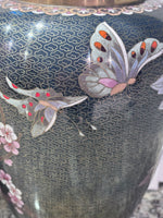 Pair of Large Cloisonné Vases with Wooden Bases