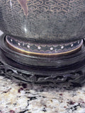 Pair of Large Cloisonné Vases with Wooden Bases