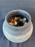 Frasier-Style Textured Ceramic Vase W/Potpourri Filler  – Pottery Barn Inspired – Slate Gray