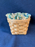 Longaberger 1999 Oregano Booking Basket Yellow Blue Roses Trellis Liner