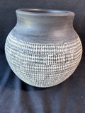 Frasier-Style Textured Ceramic Vase W/Potpourri Filler  – Pottery Barn Inspired – Slate Gray