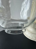 Lenox Leaf Embossed Glass Hurricane Candle Holder with Battery Operated Flameless Candle (WORKS)