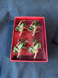 Set Of 4 Lenox Holly Napkin Rings (A)