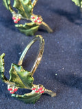 Set Of 4 Lenox Holly Napkin Rings (B)