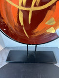 Fused Art Glass Decorative Platter on Stand