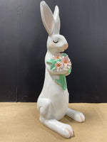 Bunny Statue With Flowers