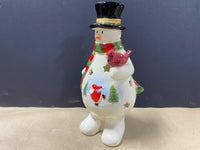 Vintage Jolly Santa Snowman Candle Holder