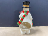 Vintage Jolly Santa Snowman Candle Holder