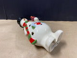 Vintage Jolly Santa Snowman Candle Holder