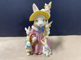 Mommy Bunny Figurine With 5 Babies