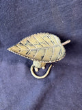 Brass Mouse Holding Leaf Tray Figurine Trinket Dish