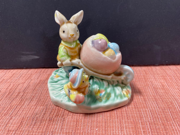 Vintage Porcelain Easter Bunny With Chick Figurine