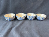 Handmade Blue & Cream Splatter Pottery Bowls – Lot of 4 *Read Description*